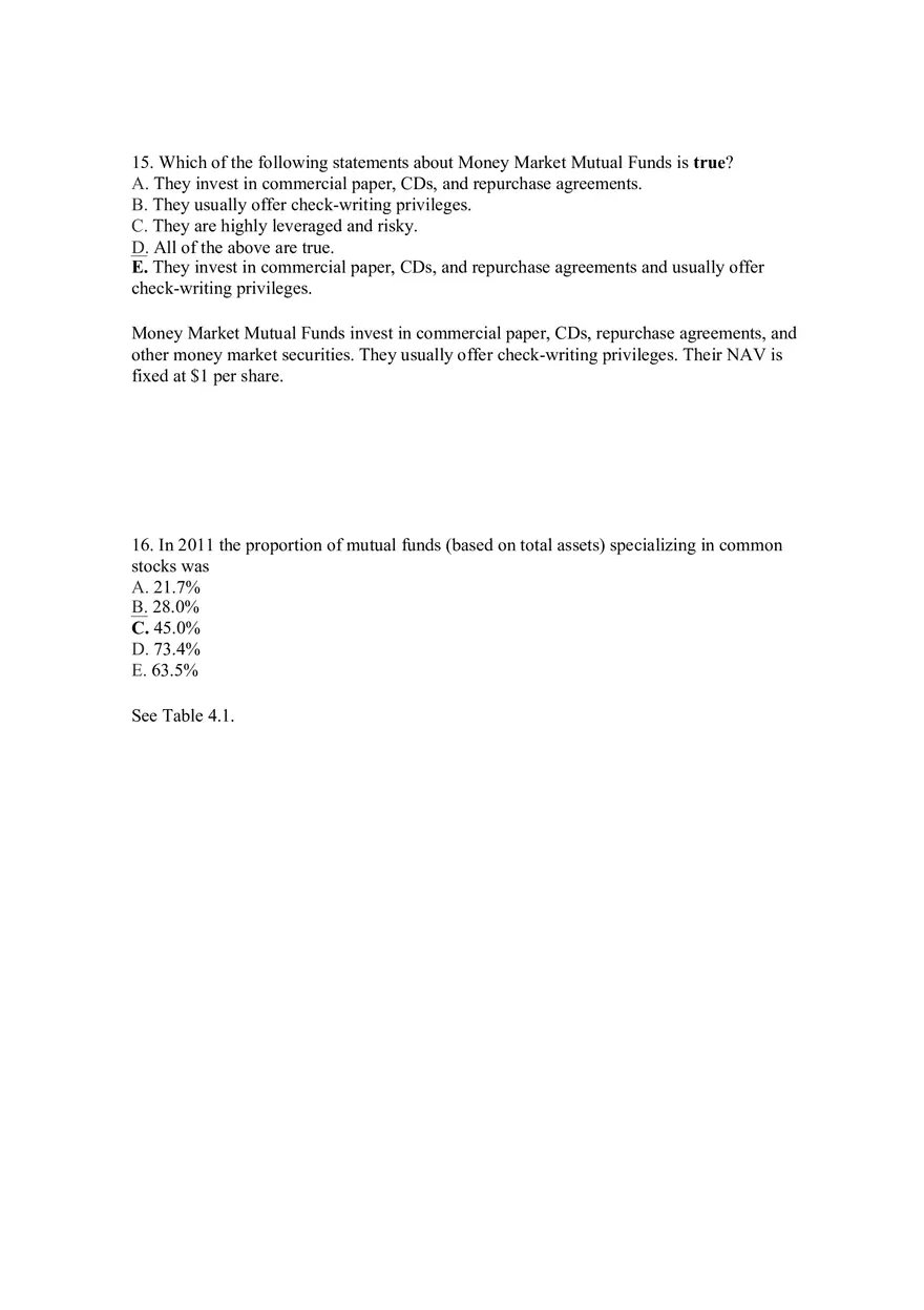 Mutual Funds and Other Investment Companies Answer Key Part 1 - Page 8