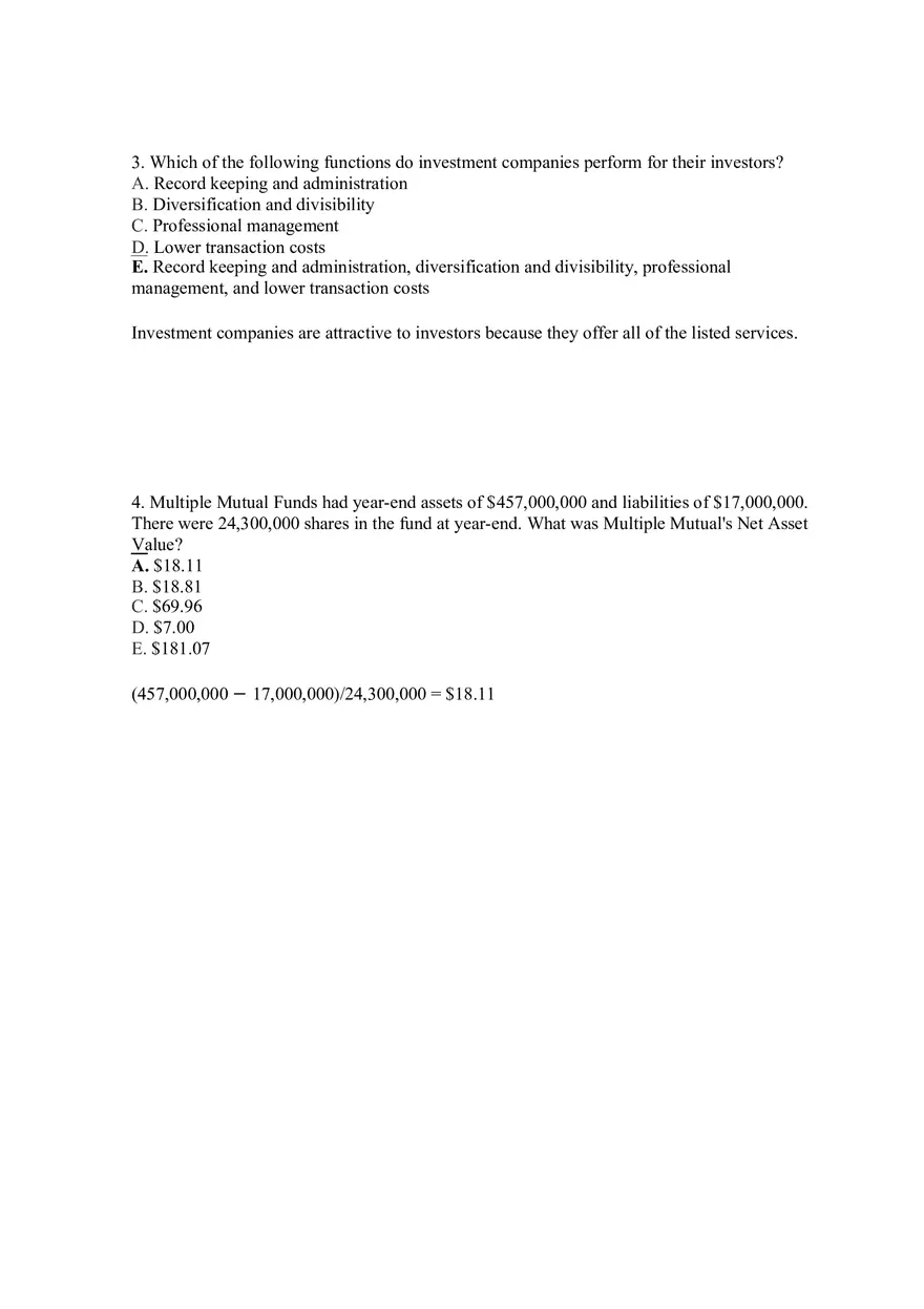 Mutual Funds and Other Investment Companies Answer Key Part 1 - Page 2