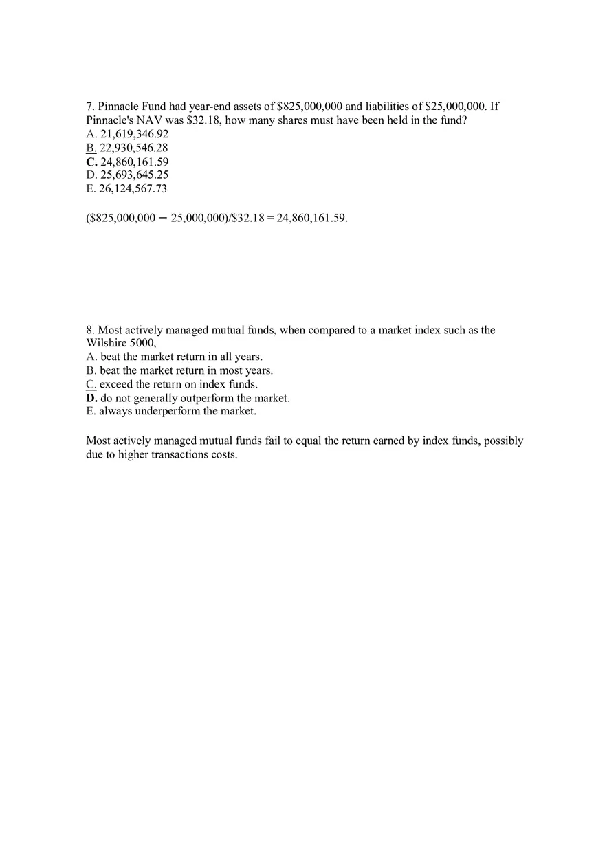 Mutual Funds and Other Investment Companies Answer Key Part 1 - Page 4