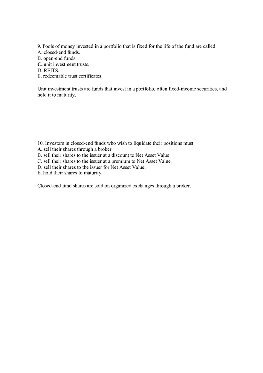 Mutual Funds and Other Investment Companies Answer Key Part 1 - Page 5