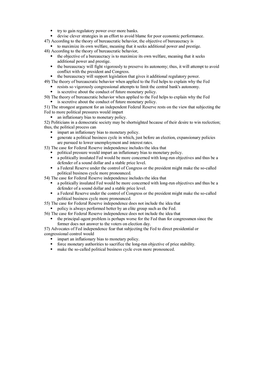 Central Banks and the Federal Reserve System Answers - Page 4