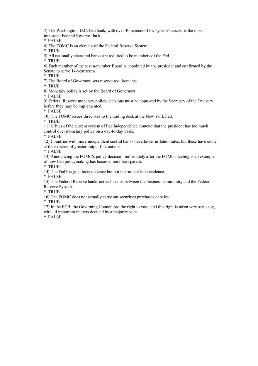 Central Banks and the Federal Reserve System Answers - Page 6