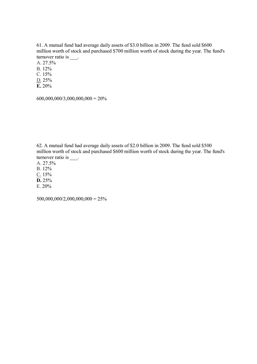 Mutual Funds and Other Investment Companies Answer Key Part 4 - Page 1
