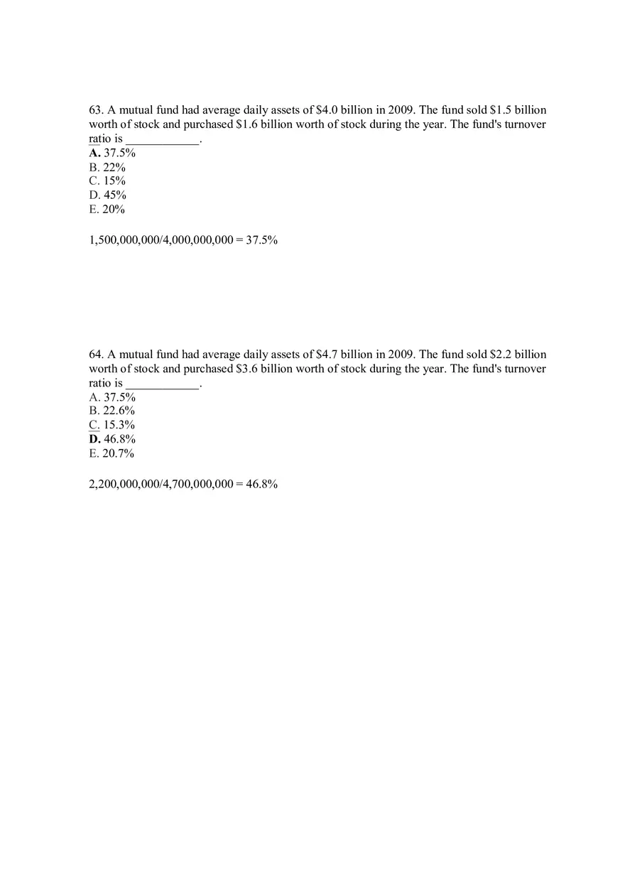 Mutual Funds and Other Investment Companies Answer Key Part 4 - Page 2