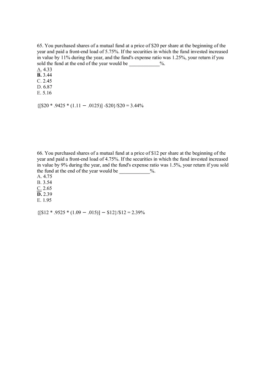 Mutual Funds and Other Investment Companies Answer Key Part 4 - Page 3