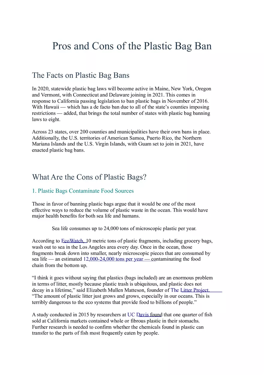 Pros and Cons of the Plastic Bag Ban - Page 1