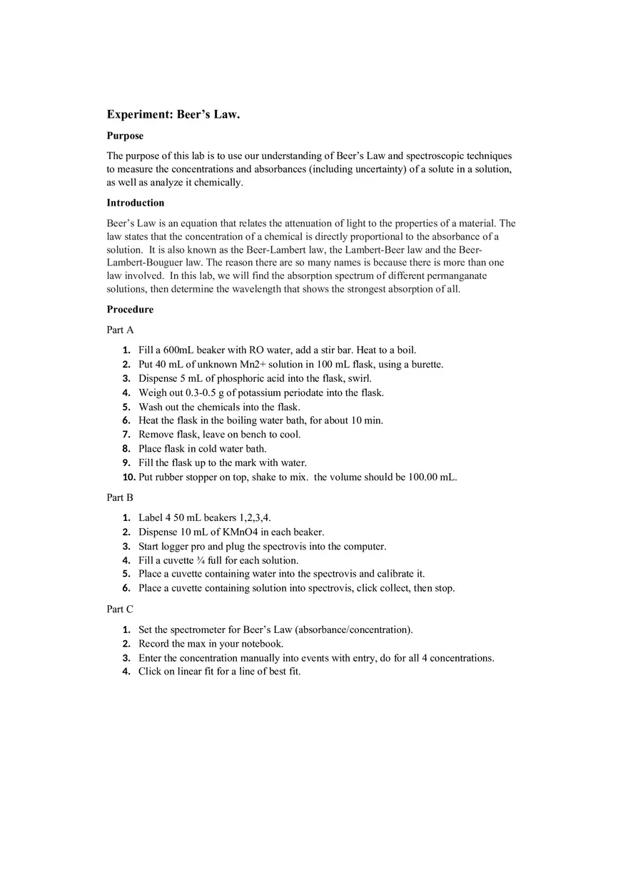 Beer's Law Lab - Page 1