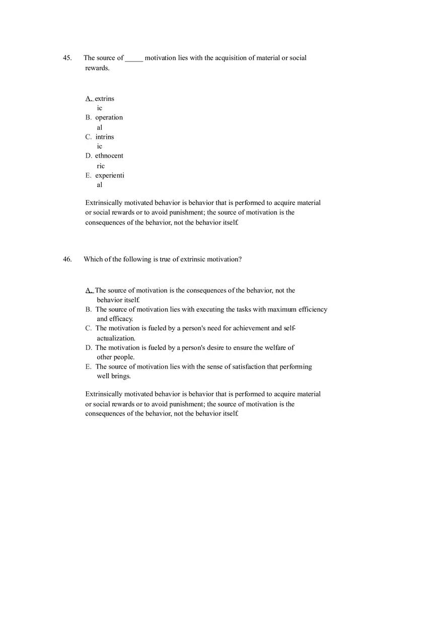 Chapter 12 Motivation and Performance Test Bank - Page 13