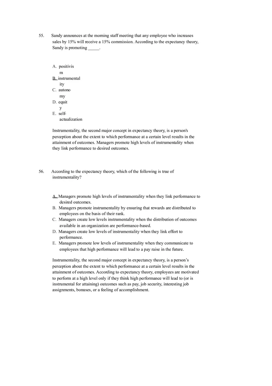 Chapter 12 Motivation and Performance Test Bank - Page 29