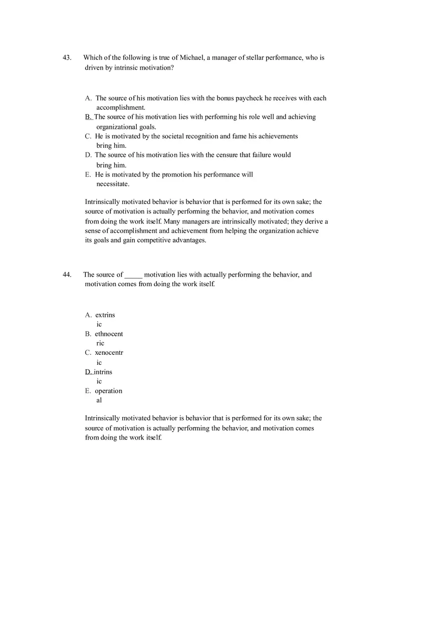 Chapter 12 Motivation and Performance Test Bank - Page 2