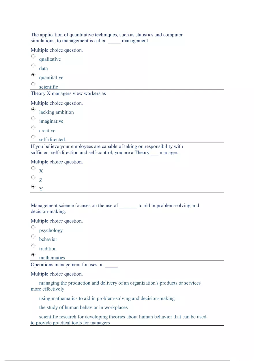 Functions and Activities of Management Review Answer Key Part 3 - Page 1