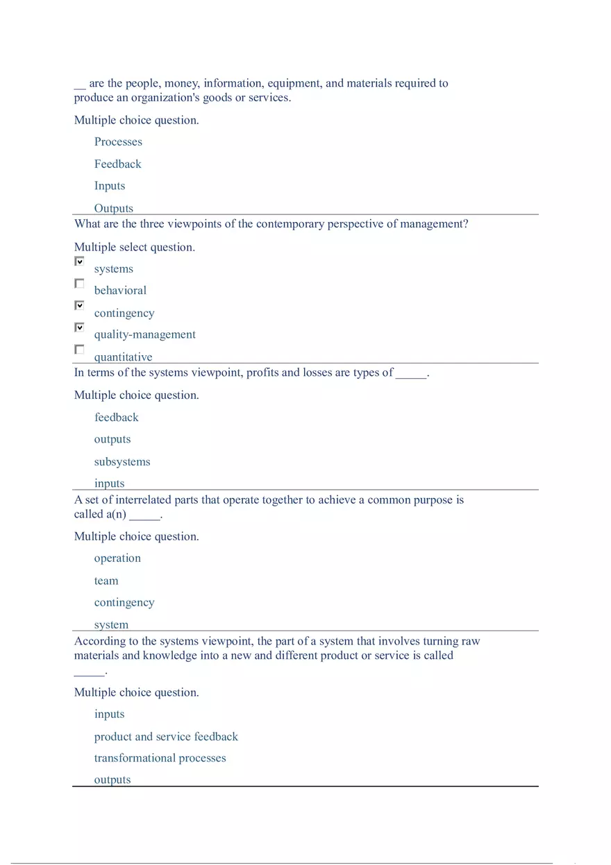 Functions and Activities of Management Review Answer Key Part 3 - Page 3