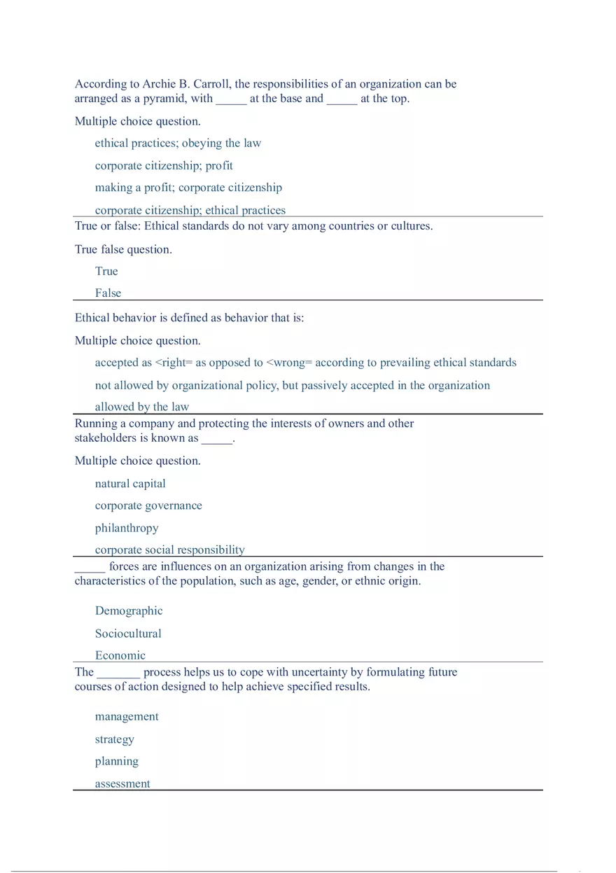 Functions and Activities of Management Review Answer Key Part 4 - Page 8