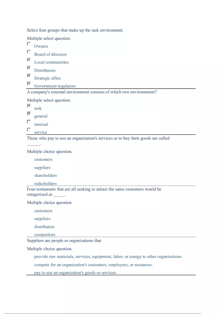 Functions and Activities of Management Review Answer Key Part 4 - Page 1