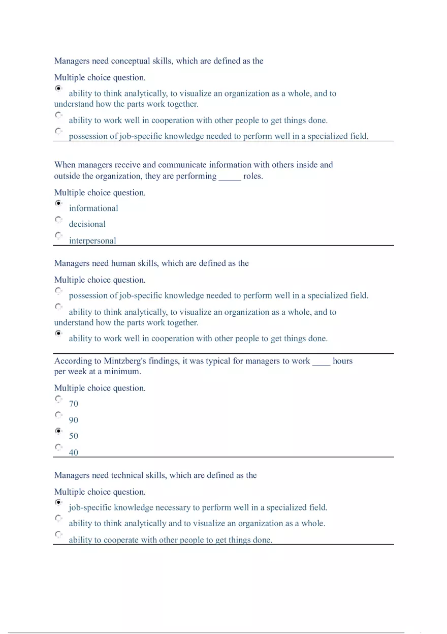 Functions and Activities of Management Review Answer Key Part 1 - Page 10