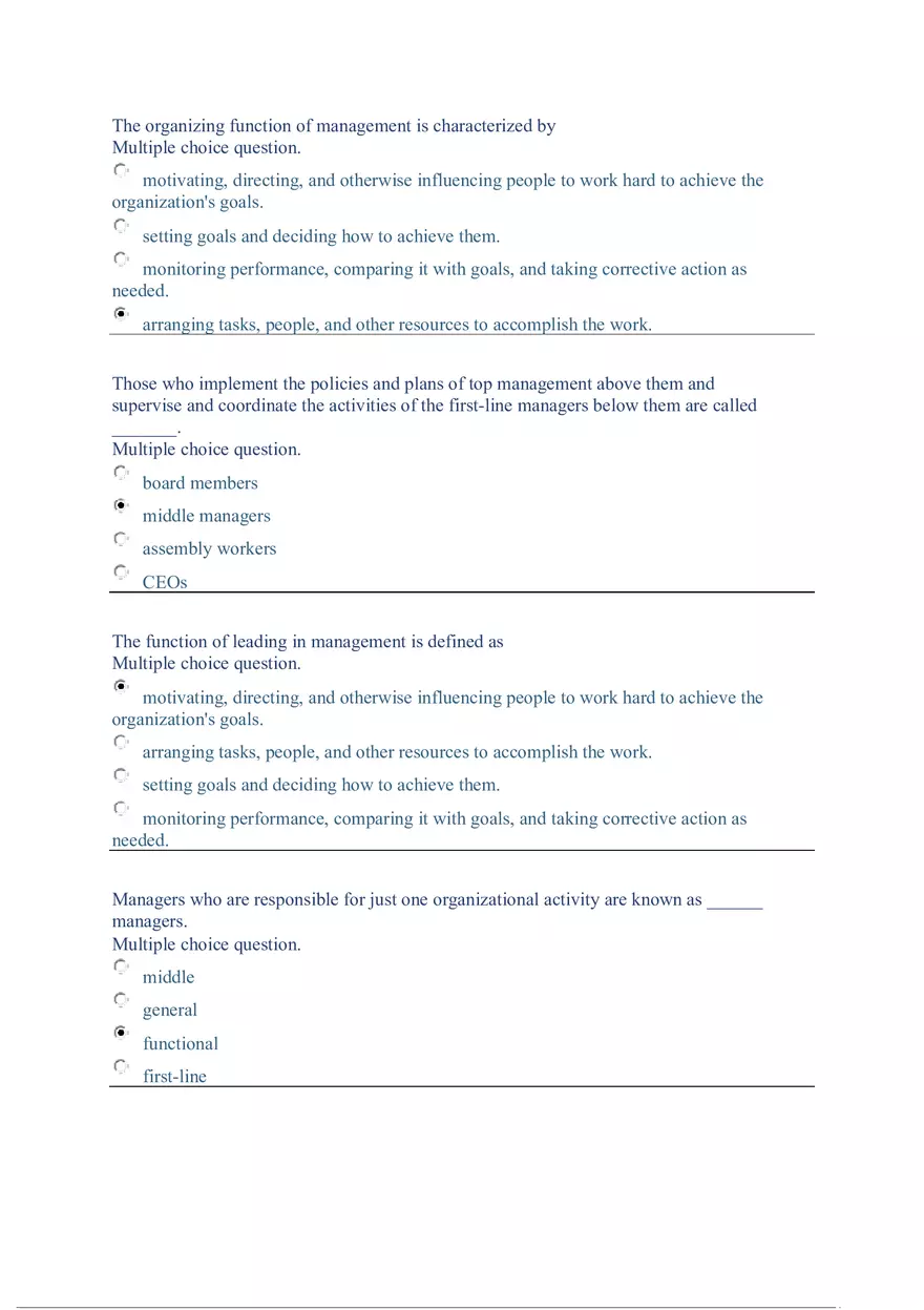 Functions and Activities of Management Review Answer Key Part 1 - Page 4
