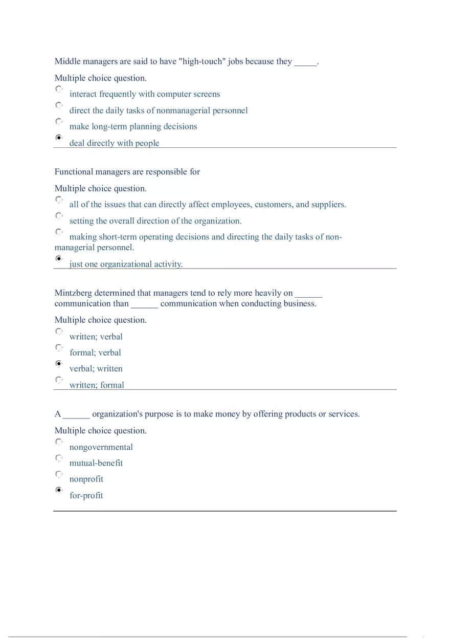 Functions and Activities of Management Review Answer Key Part 1 - Page 6