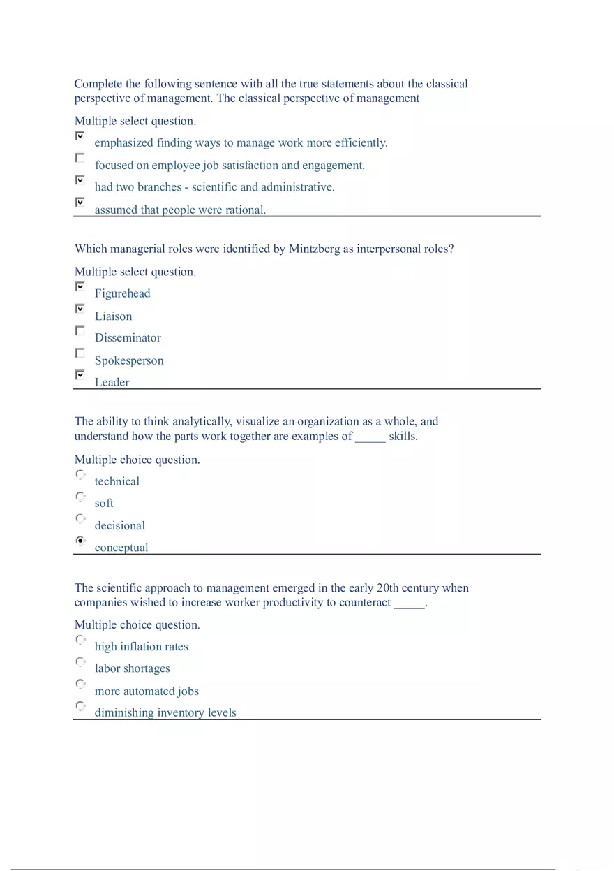 Functions and Activities of Management Review Answer Key Part 2 - Page 1