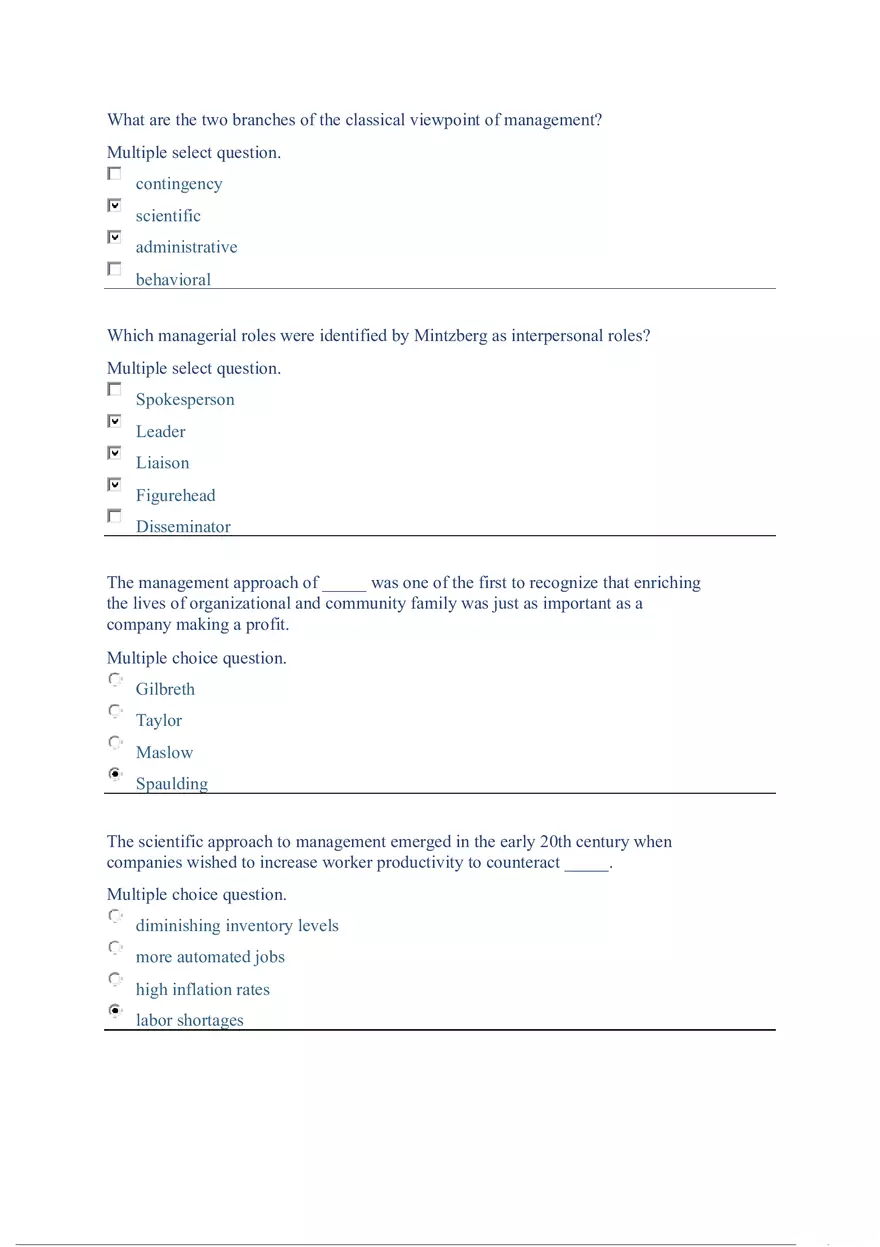 Functions and Activities of Management Review Answer Key Part 2 - Page 4