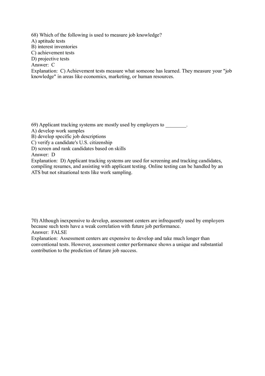 Employee Testing and Selection Test Answer Key Part 3 - Page 9