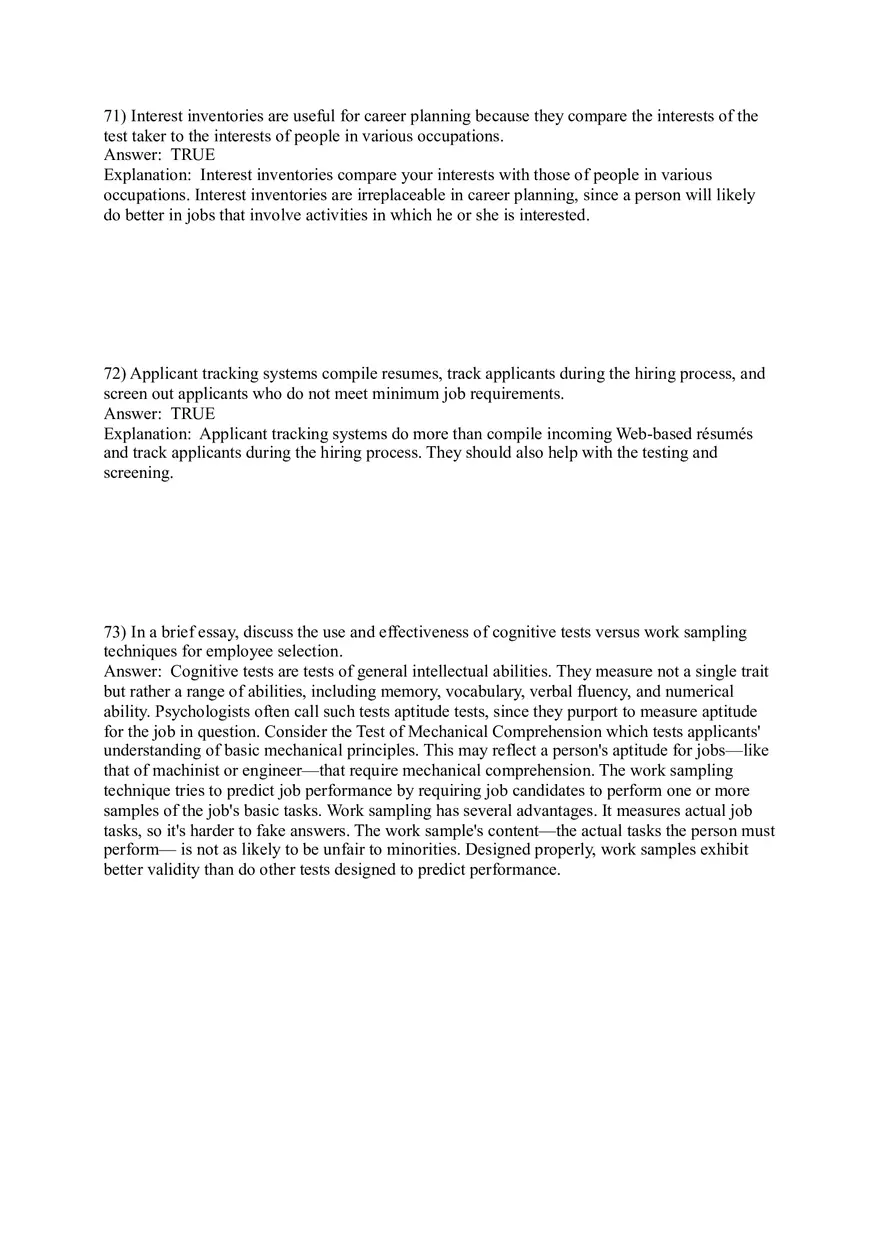 Employee Testing and Selection Test Answer Key Part 3 - Page 10
