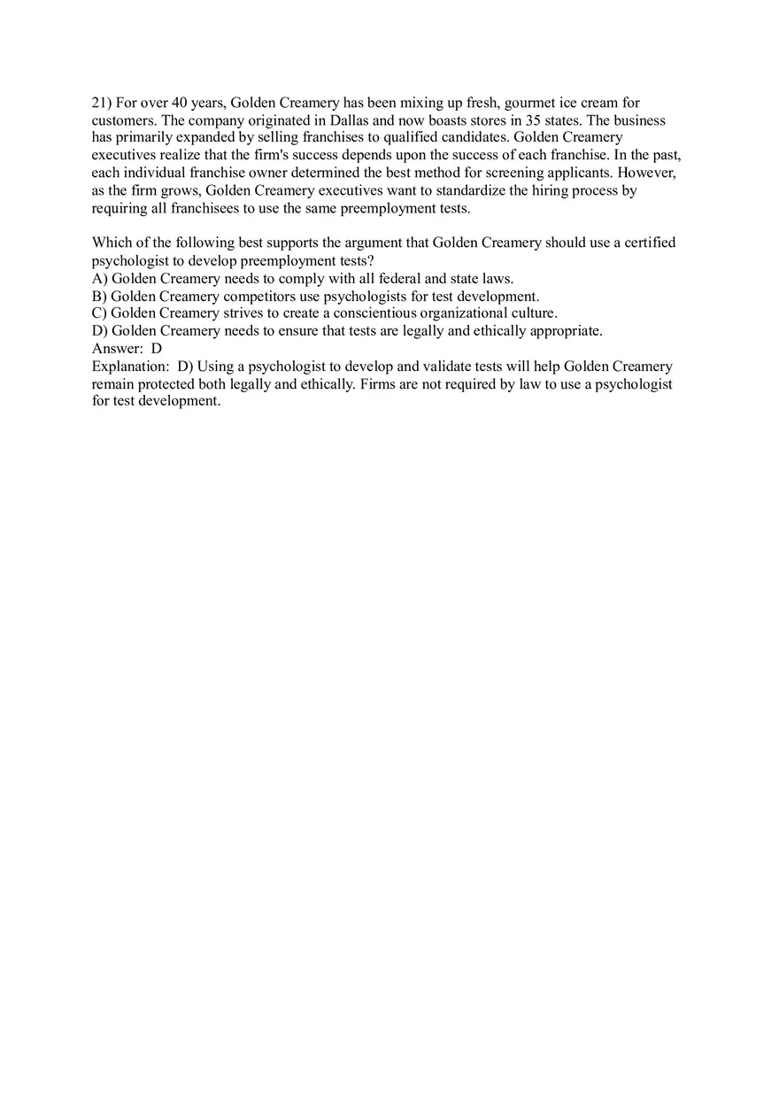 Employee Testing and Selection Test Answer Key Part 1 - Page 10