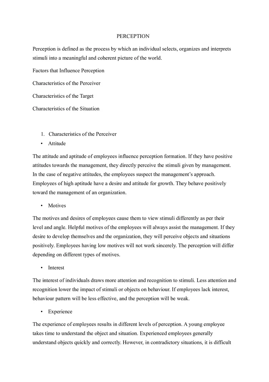 Factors Influencing Perception - Page 1