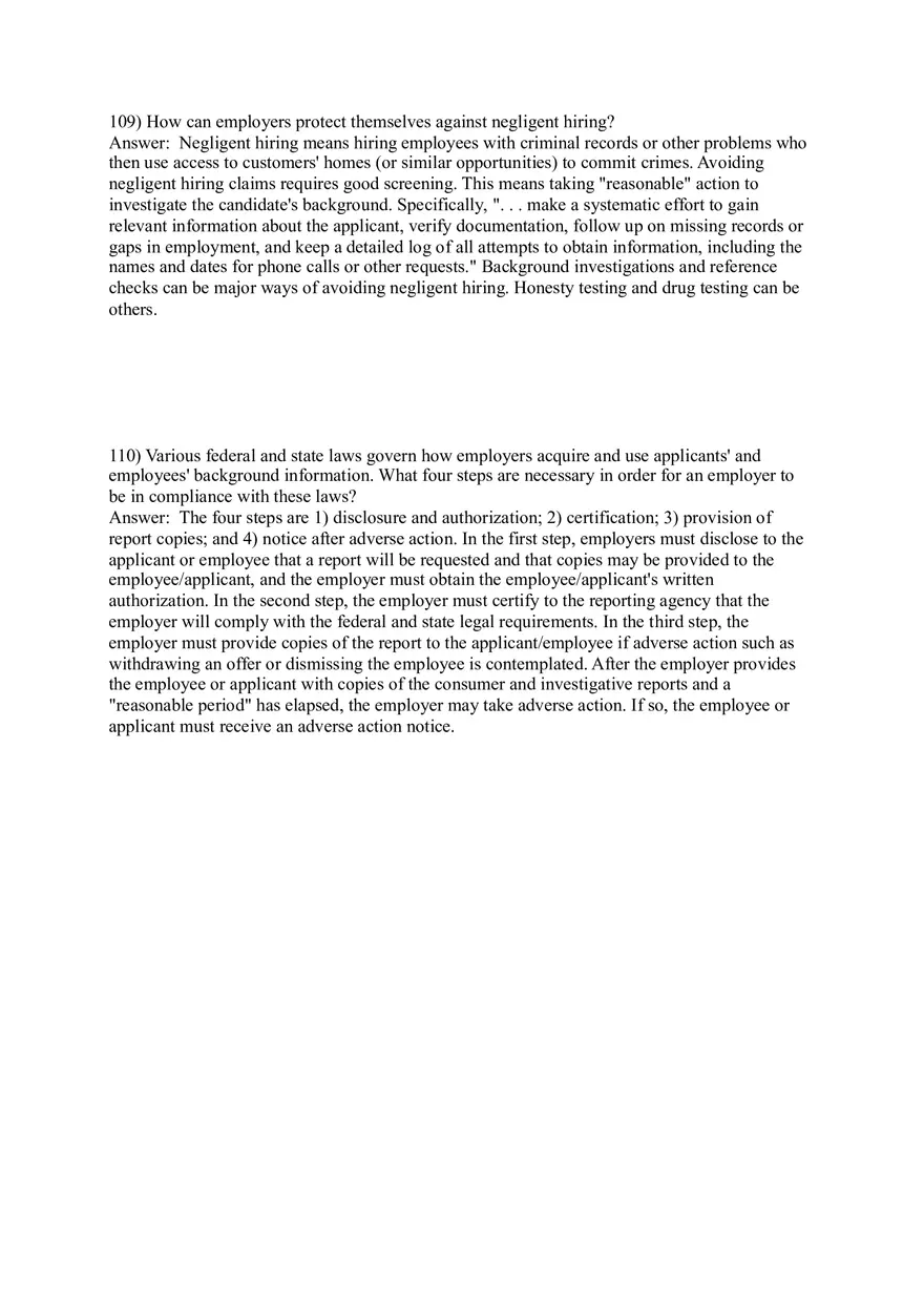 Employee Testing and Selection Test Answer Key Part 4 - Page 7