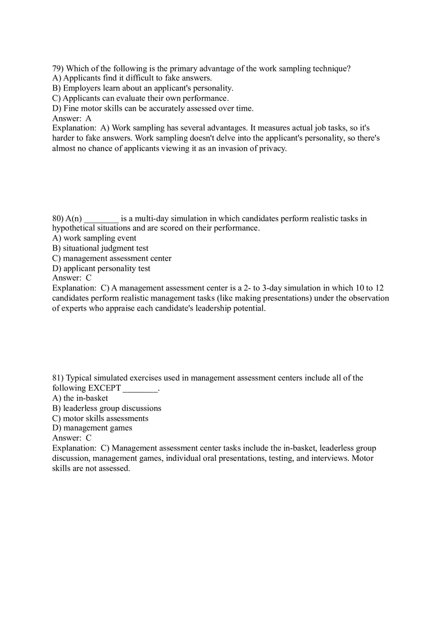 Employee Testing and Selection Test Answer Key Part 4 - Page 8