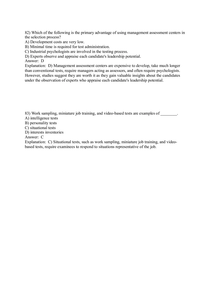 Employee Testing and Selection Test Answer Key Part 4 - Page 9