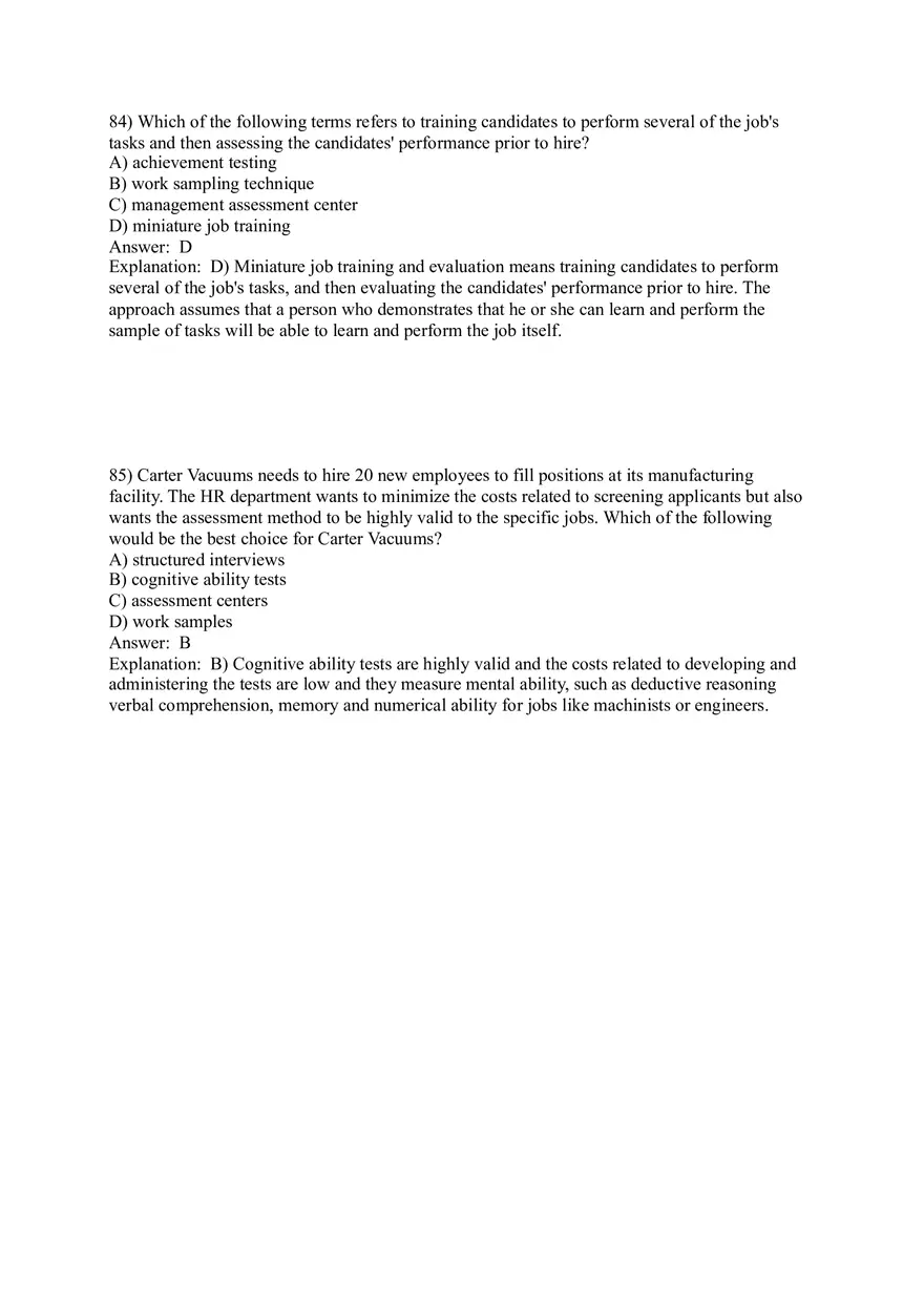 Employee Testing and Selection Test Answer Key Part 4 - Page 10