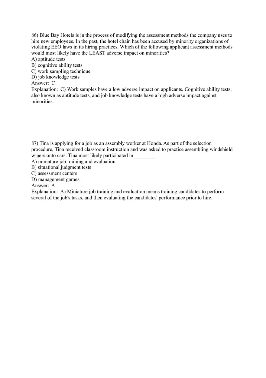 Employee Testing and Selection Test Answer Key Part 4 - Page 11