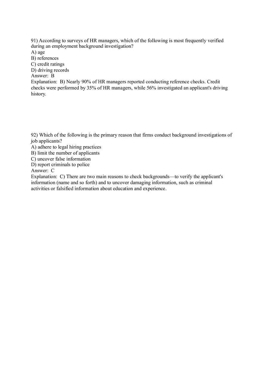 Employee Testing and Selection Test Answer Key Part 4 - Page 13