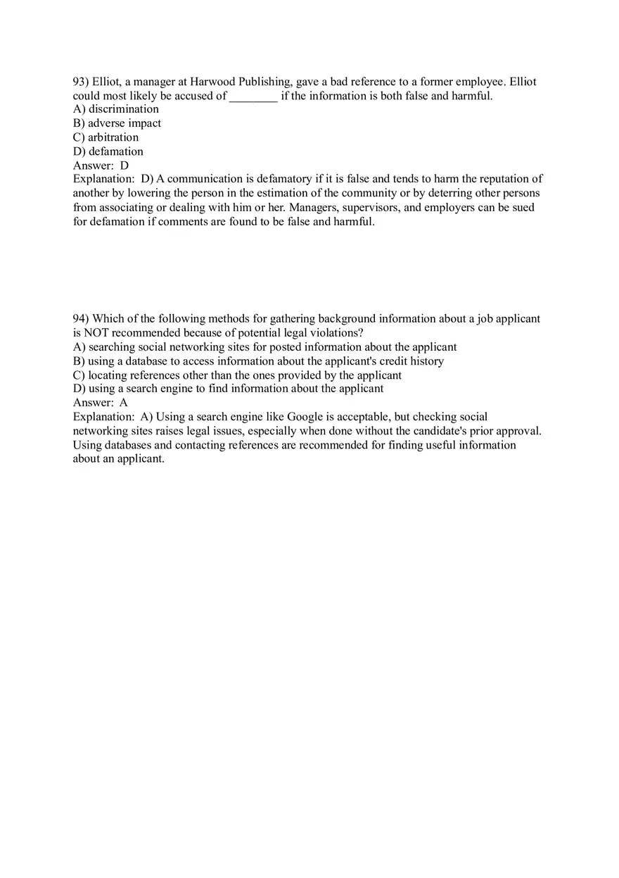 Employee Testing and Selection Test Answer Key Part 4 - Page 14