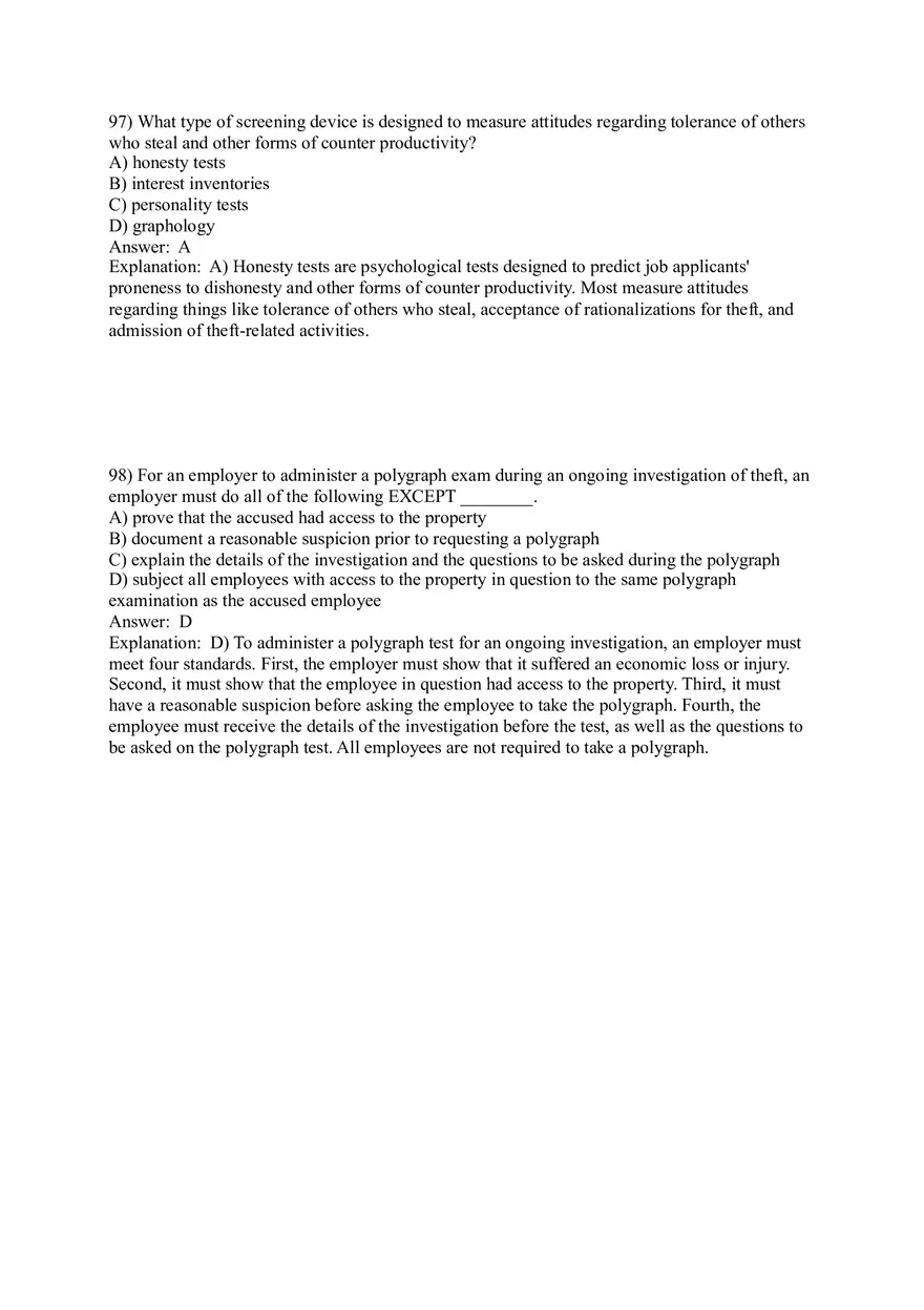 Employee Testing and Selection Test Answer Key Part 4 - Page 3