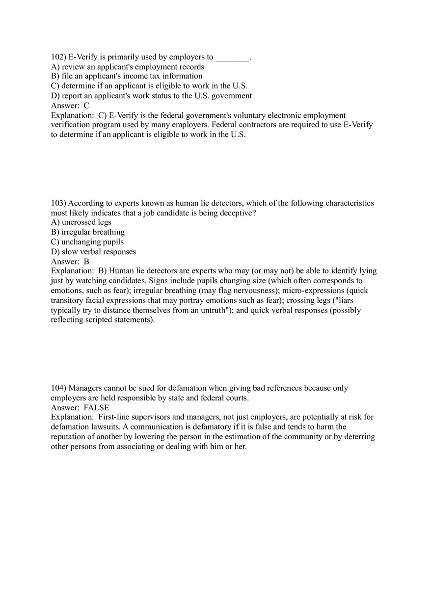 Employee Testing and Selection Test Answer Key Part 4 - Page 5