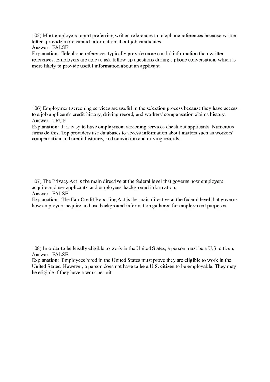 Employee Testing and Selection Test Answer Key Part 4 - Page 6