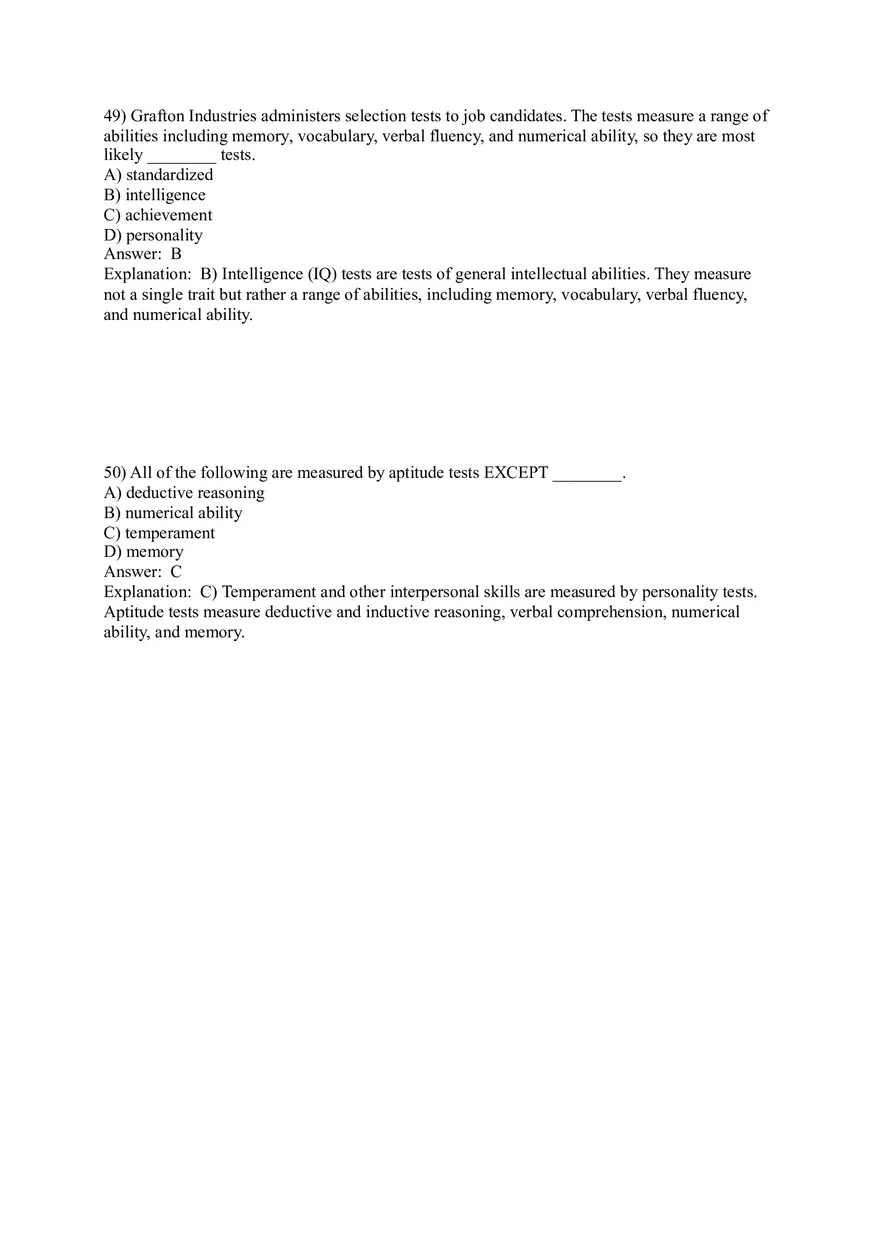 Employee Testing and Selection Test Answer Key Part 2 - Page 10