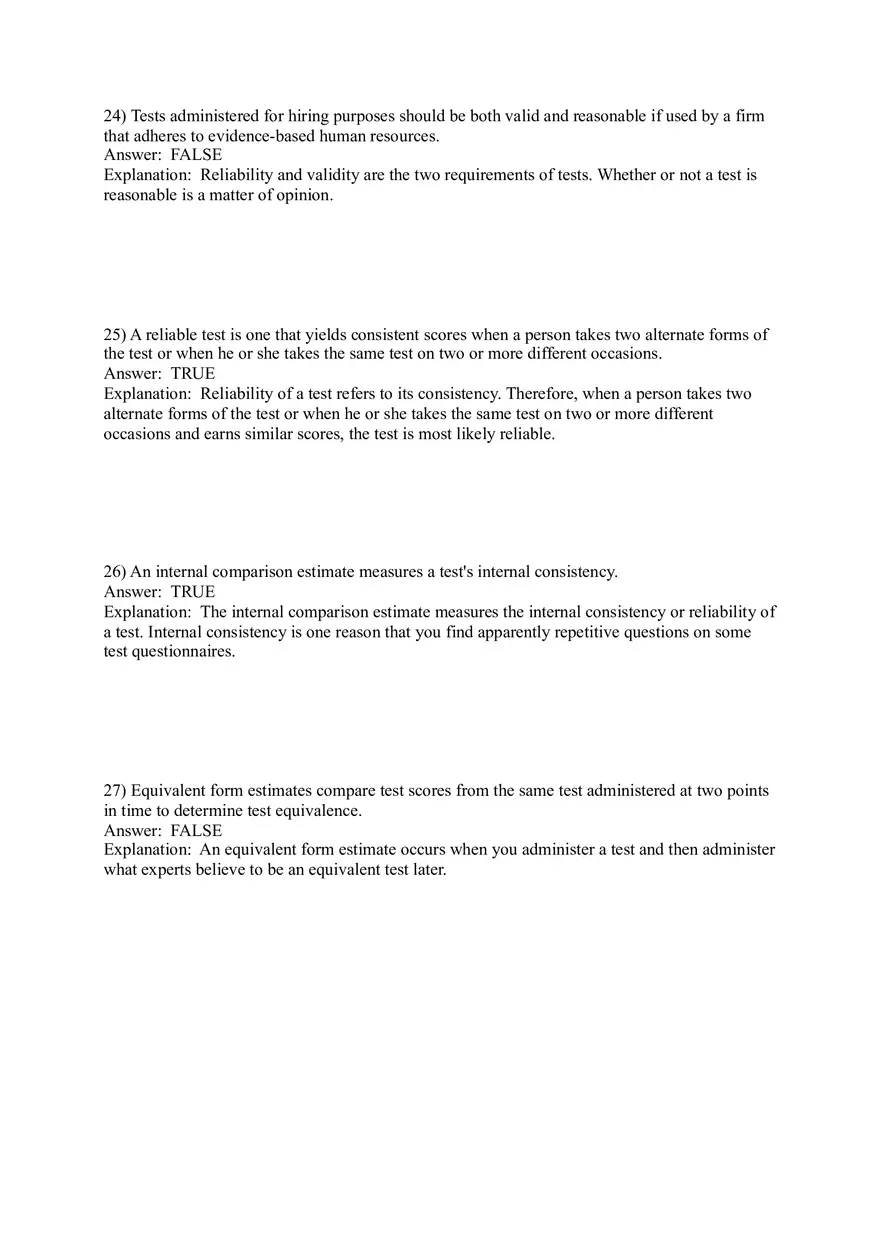 Employee Testing and Selection Test Answer Key Part 2 - Page 2