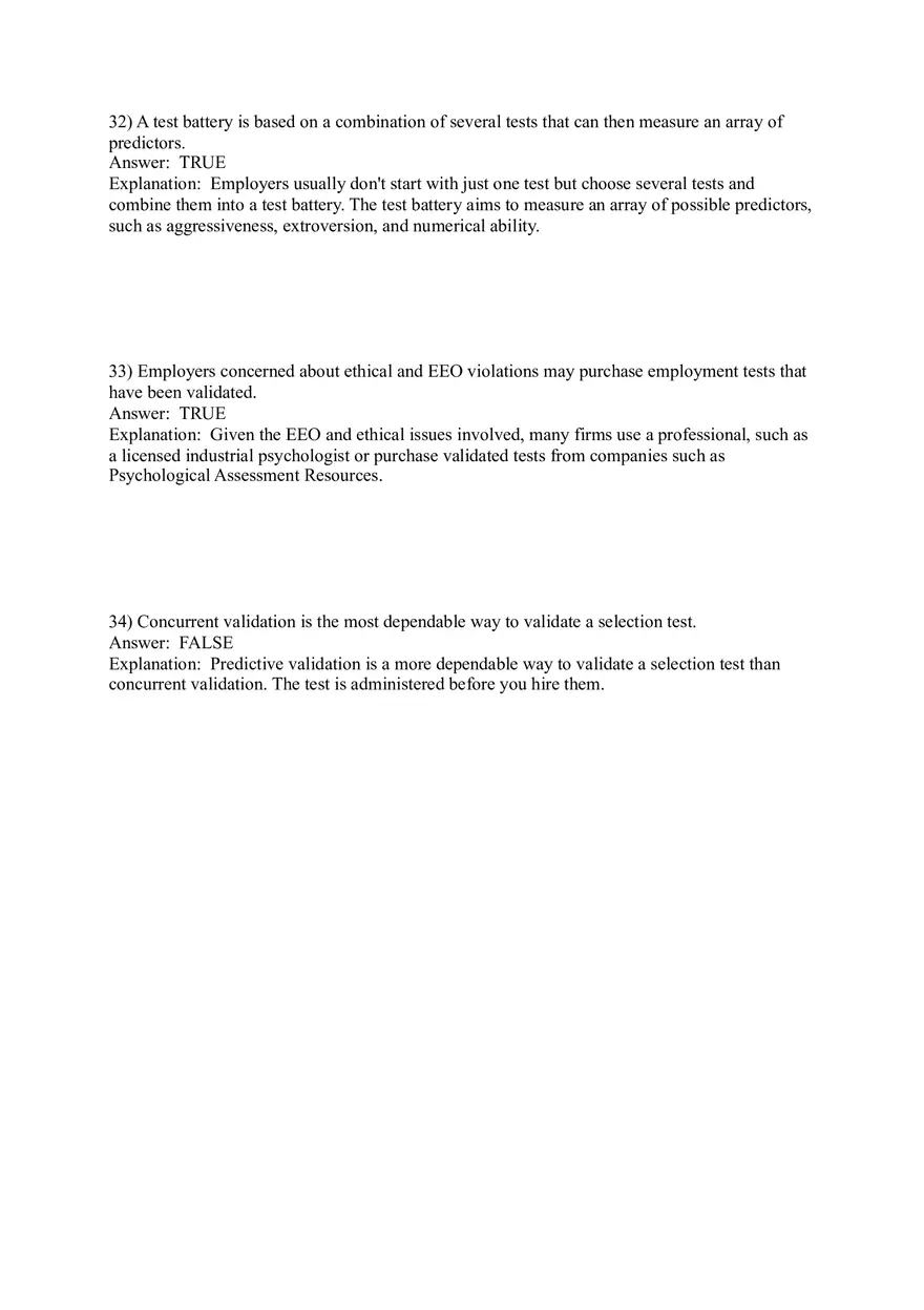 Employee Testing and Selection Test Answer Key Part 2 - Page 4