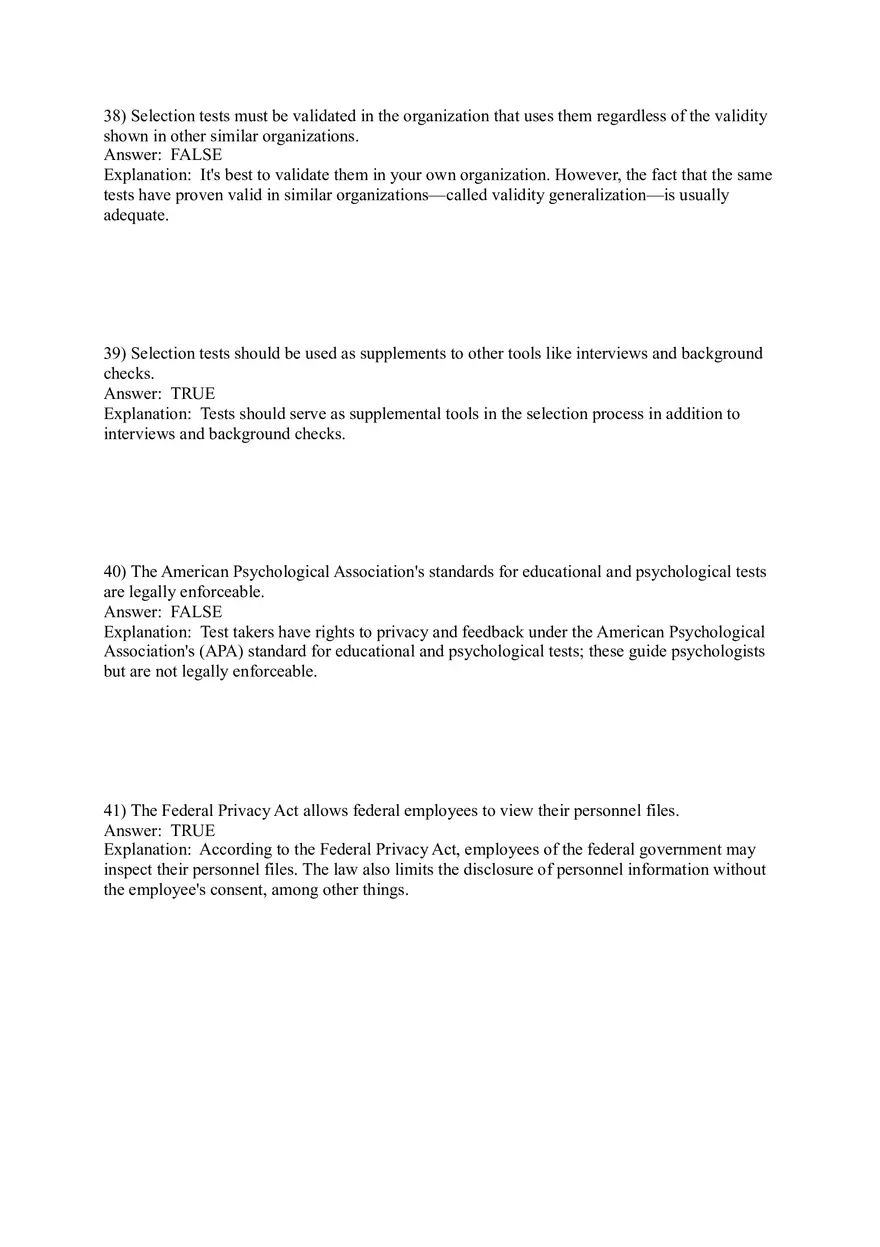 Employee Testing and Selection Test Answer Key Part 2 - Page 6