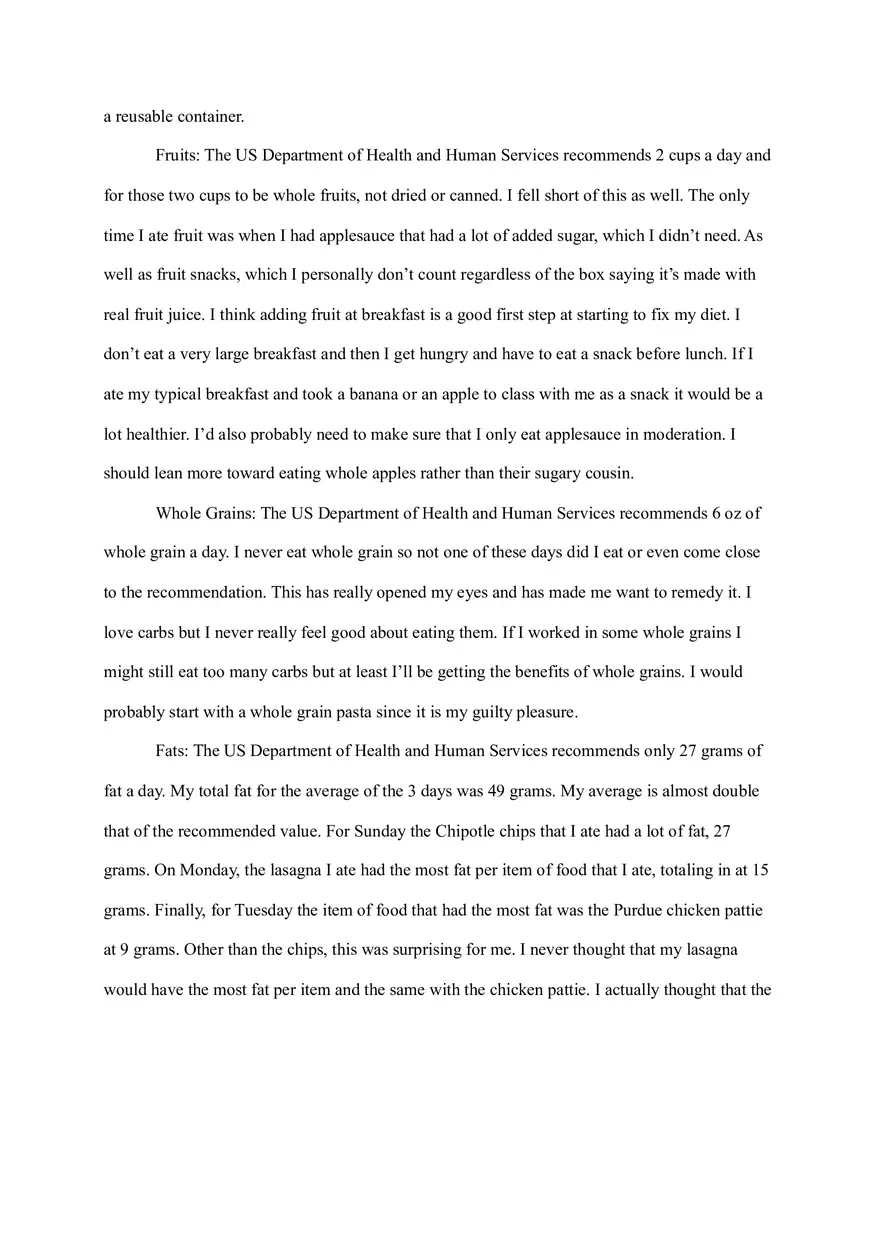 Nutritional Dietary Analysis Paper - Page 2