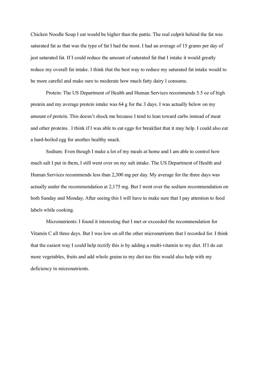 Nutritional Dietary Analysis Paper - Page 3