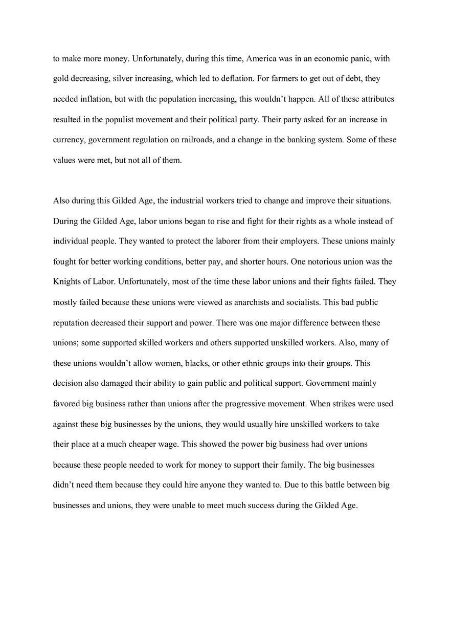 Response of Farmers and Industrial Workers During the Gilded Age Free Response Essay - Page 2