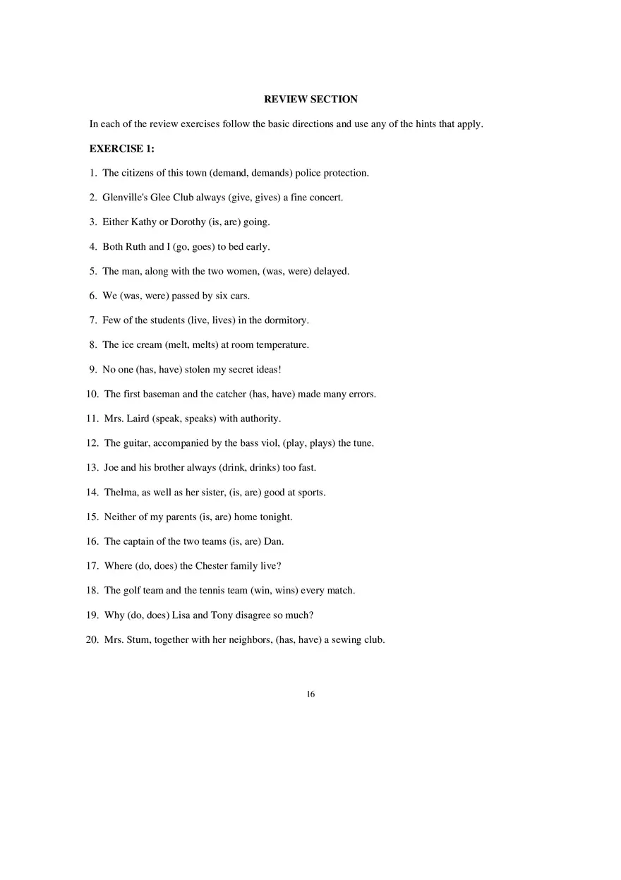 Packet 6 Subject Verb Agreement - Page 8