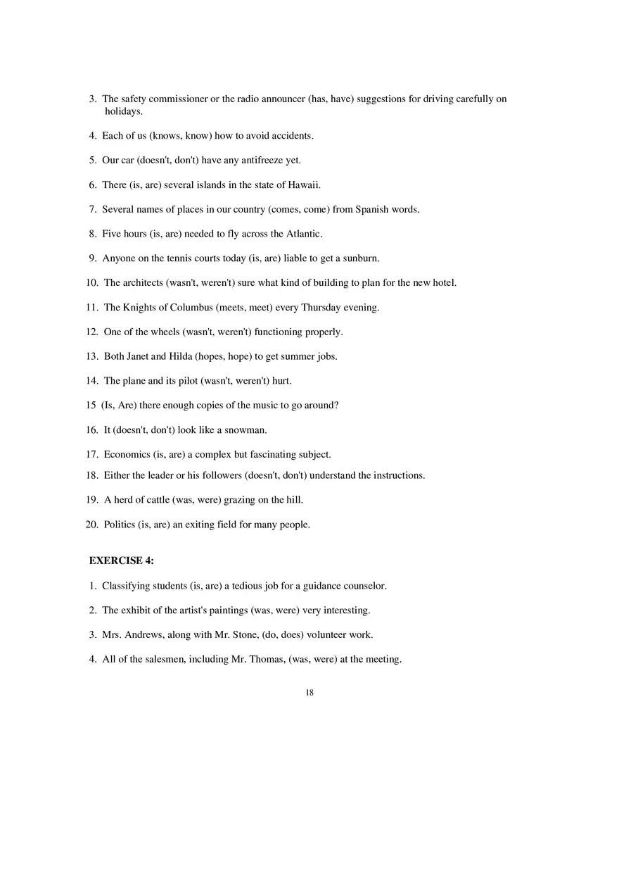 Packet 6 Subject Verb Agreement - Page 10