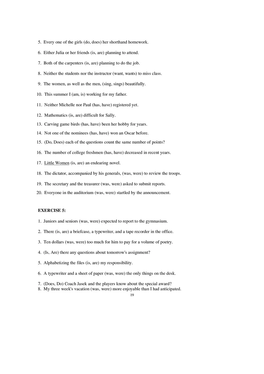 Packet 6 Subject Verb Agreement - Page 11