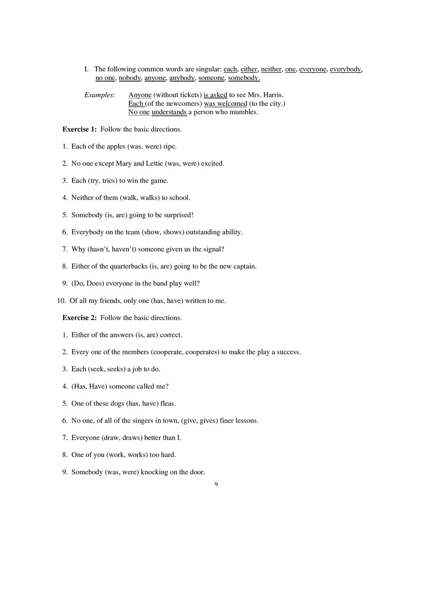 Packet 6 Subject Verb Agreement - Page 20