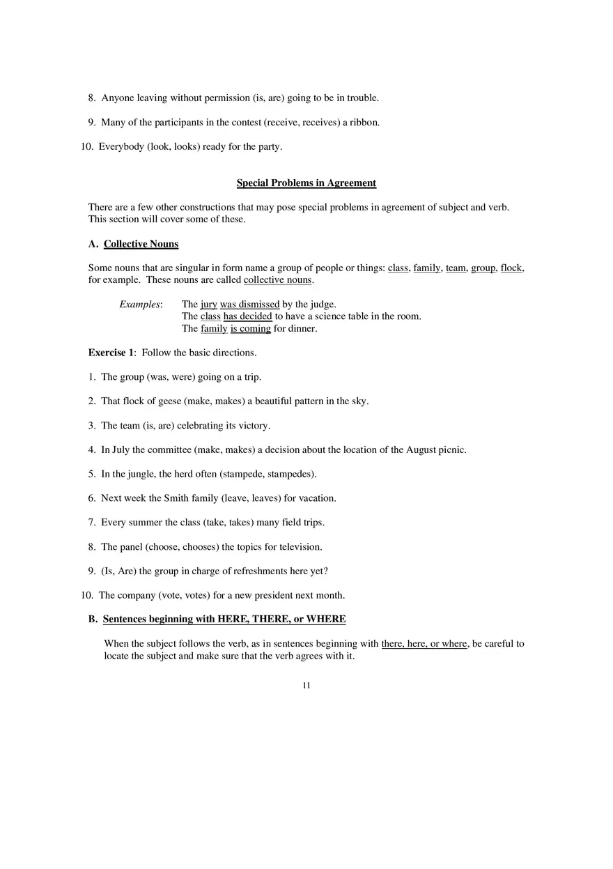 Packet 6 Subject Verb Agreement - Page 3
