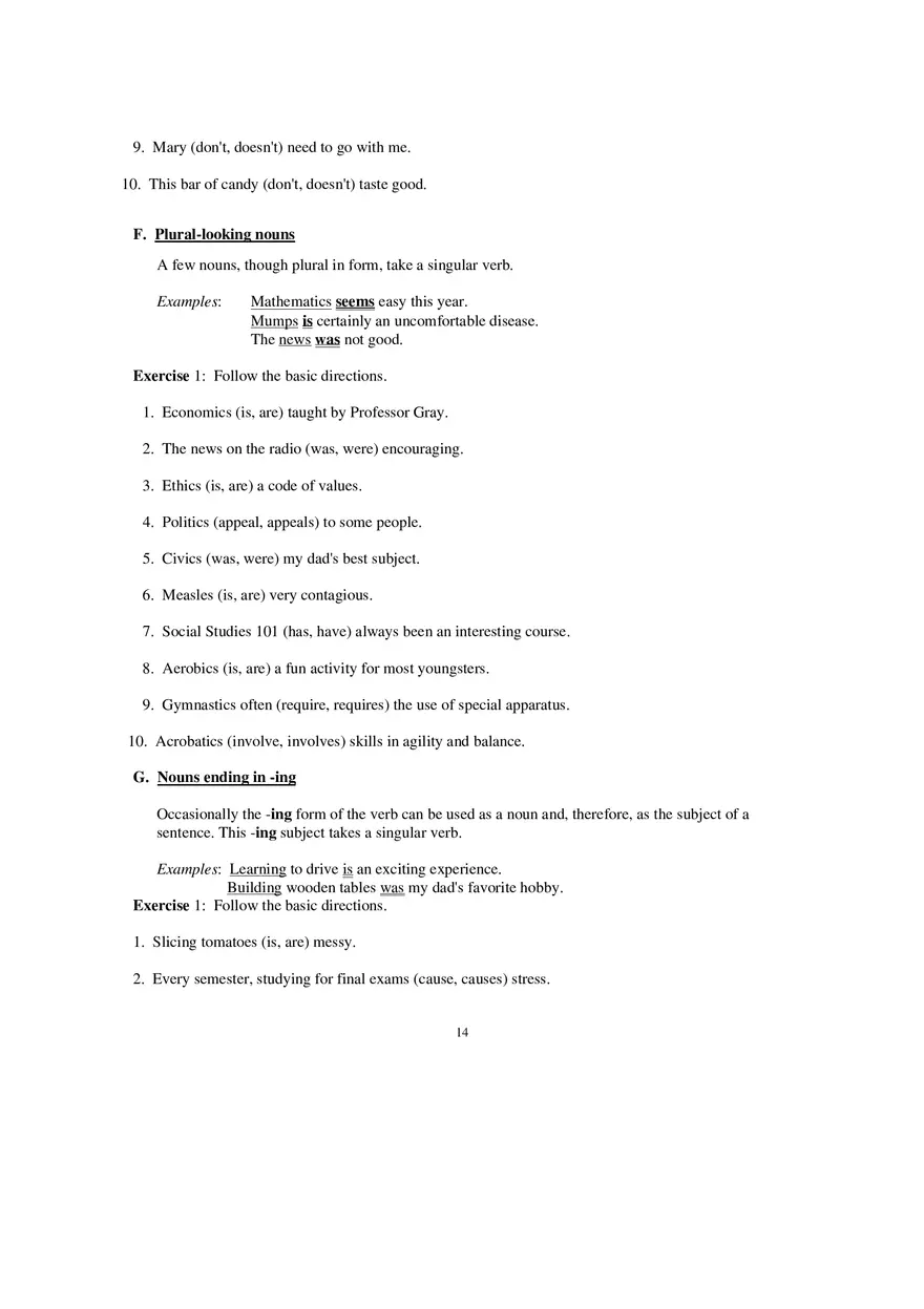 Packet 6 Subject Verb Agreement - Page 6
